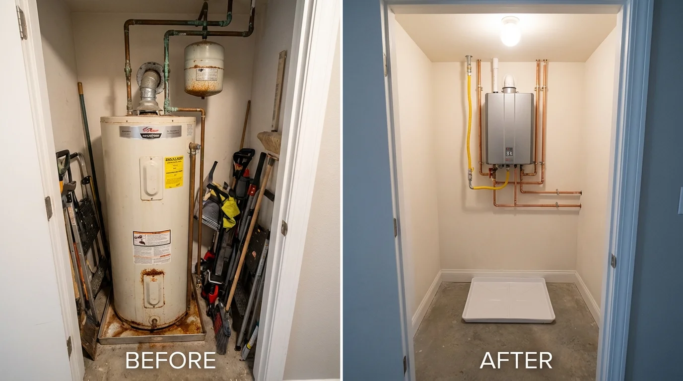 Tank water heater versus wall-mounted tankless unit comparison for Kenilworth, IL homeowners